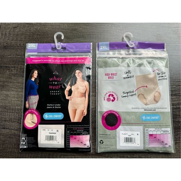 MAIDENFORM FLEXEES NWT women’s black and nude slimming high waisted brief and bo - Picture 2 of 8